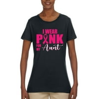 Svijest o raku dojke u manu nosim ružičastu žensku majicu za moju tetku, crnu, veličine 3 inča