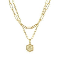 Prodaja nakita ispod $ $ $ pozlaćena lančana Ogrlica za žene sa šesterokutnim slovima slojevita ogrlica