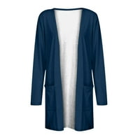 Ženski kardigan Plus veličine S džepom u boji S dugim rukavima u boji kardigani kaput jakna u tamnoplavoj boji