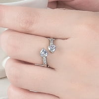Nakit Double Heart Full Diamond Open Ring Circon prsten koji prodaje par prstena u Europi i Americi prstenovi