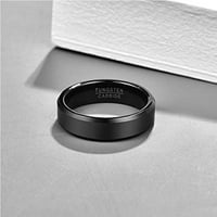 Klasični crni volframski prstenovi za muškarce, minimalistički zaručnički prsten s kosim rubovima