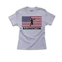 Pamučna majica za mlade djevojke sa siluetom olimpijske zastave za badminton u sivoj boji