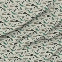 Tkanina Spoonflauer - sivi kitovi, akvarel oceanski grbavac tiskan na sportskoj tkanini od likre iz mumbo-a-Kupaći