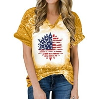 Ženska majica američke zastave u SAD-u 4. srpnja majica Dana neovisnosti Patriotske zvijezde Stripe Stripes kratki