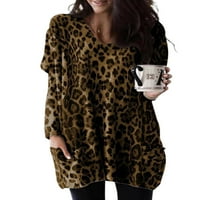 Žene plus veličina leopard print dugi rukavi ležerni majica