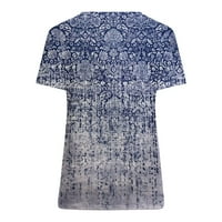 Usmixi ženske vrhove prozračne udobno labave fit klasične majice Summer casual geometric print s v-izrezom bluza