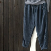 Ženske lanene harem hlače Čvrsta boja labave hlače Ljetne ležerne hlače plus veličina M-5xl