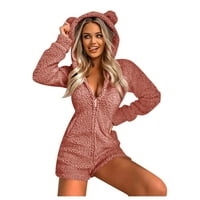 Ženski kombinezon s kapuljačom s dugim rukavima pidžama ležerna Zimska topla odjeća za spavanje rompe kombinezon
