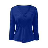 Entyinea slatka ženska vrhova košulja dugih rukava Henley košulja casual gumb gore tunike plave l