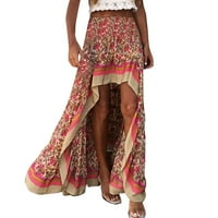 OCIVIESR WOMENS Ljetni novi pamučni cvjetni print nepravilan linijska suknja polu suknja vruća suknja djevojke