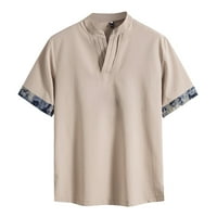 Pseurrlt ljetne muške košulje stajaju ovratnik kratki rukavi prozračni muški mens'top solidna boja modna bluza