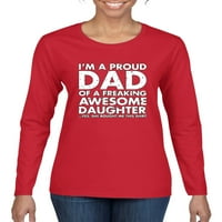 Wild Bobby, ponosni tata jezive fantastične kćeri, humora, žena grafičkih majica s dugim rukavima, crvena, x-velikan