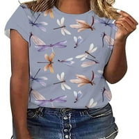 Ženska majica s cvjetnim printom, majica s okruglim vratom, ženske Ležerne ljetne majice, boemska tunika s kratkim