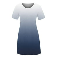 Ženske gradijentne haljine za ljuljanje o-izreza tiskani pulover haljine s kratkim rukavima labava fit swing Sundress