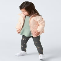 Prošivena jakna za djevojčice s pletenim ovratnikom veličine-5T