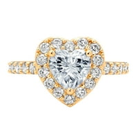 2. Dijamantni rez u obliku srca s imitacijom plavog safira u žutom zlatu od 14 karata s umetcima prsten od 1,5