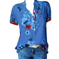 Ženske majice kratkih rukava Vintage majice elegantne Ležerne ljetne tunike cvjetne majice majice s uskim rukavima