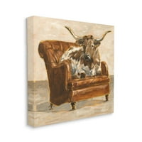 Stupell Industries Sažetak stolica bika dnevne sobe smeđa narančasta slika platno zidne umjetničke dizajn Ethan