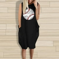 Ženske ležerne haljine Zabavna grafička tiskana posada Neck Dva džepna haljina bejzbol haljina crna haljina 4xl