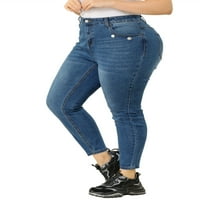 Ženske uske traperice veličine plus veličine, rastezljive uske traperice srednjeg rasta, tajice