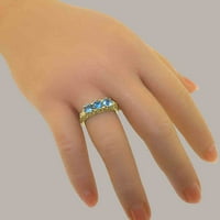 Ženski prsten od prirodnog plavog topaza od žutog zlata 10K britanske proizvodnje - opcije veličine-Veličina 8