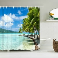 Visokokvalitetne zavjese za tuširanje od tkanine s printom palme na sunčanoj obali zaslon za kupaonicu s morskim