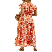 Seksi Plesna ležerna Ženska haljina za ljuljanje s izrezom u obliku slova A i elastičnim pojasom ljetna haljina