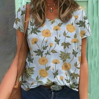 Modna ženska ljetna ležerna majica s izrezom u obliku slova U i kratkim rukavima s printom u obliku slova u