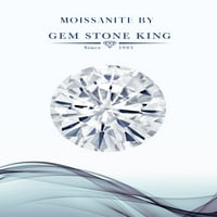 Gem Stone King 18k Rose zlato zaručnički prsten za žene postavljene sa safirom i Moissanite