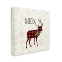 Stupell Indiss Noel fraza patchwork jeleni božićni snježni pahuljice platno zidna umjetnost, 24, dizajn PDR, LLC