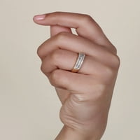 Ženski višelinijski prsten za godišnjicu braka od 14 karatnog žutog zlata s dijamantom od 12 karata