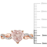 Miabella Women's 1- Carat T.G.W. Srčani izrezan morganit & carat t.w. Dijamantni 10KT ružičasti zlatni prsten