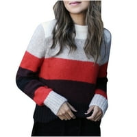 Ženski modni kratki pleteni džemper u duginim prugama od 98 do 4487402