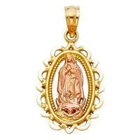 Jewels by lu 14K bijelo žuto i ružino troj zlato zlato Gospa od Guadalupe Virgin Marija privjesak