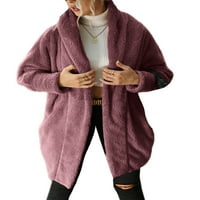 Ženski kardigani srednje duljine s dugim rukavima, Ženski Jednobojni kaputi s reverom, labavi kaputi s otvorenim