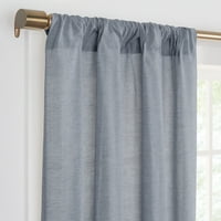 Gap Home pređa obojeni Chambray organski pamučno svjetlo za filtriranje prozora zavjesa, tamnoplava, 48x95