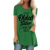 Ženske modne lepršave ljuljačke majice smiješni vrhovi s printom slova majice kratkih rukava košulje s okruglim