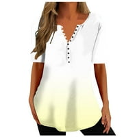 Ljetne košulje za žene s V-izrezom kratke rukave majice s uzorkom uzorka casual tunika za dame xl