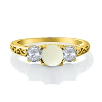 Gem Stone King 18k žuto zlato pozlaćeno srebrno bijeli i bijeli topaz filigranski stil kameni prsten za žene
