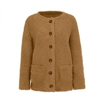 Za žene Plus size rasprodaja ženski plišani džemper kardigan kaput casual Plus Size s gumbima i džepovima Ženska