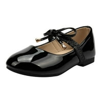 Dječje cipele kožne cipele za djevojčice s mašnom, modne i svestrane cipele s kopčom, crne veličine 27