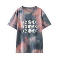 & Ženske košulje s okruglim vratom i kratkim rukavima s printom sunca i mjeseca, ljetni Slatki vrhovi, Vintage