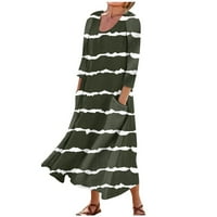 Ženska ležerna modna udobna haljina s džepom na rukavu s printom u zelenoj boji u boji