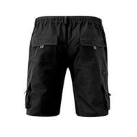 Muške Ležerne sportske teretne kratke hlače s elastičnim pojasom, jednobojne široke ravne hlače s džepovima, kratke