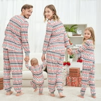 Identični obiteljski pidžama Setovi Božićna pidžama s printom snježnog losa, pidžama s dugim rukavima, Top i hlače,