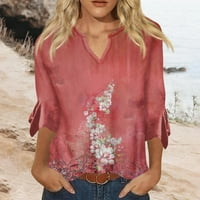 Feternalne majice za rukave za žene uzorak tiskani grafičke majice ležerne plus osnovni vrhovi pulover ljetni