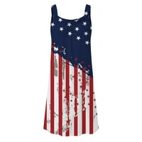Američka zastava Sun haljina Žene 4. srpnja haljina za geometrijsku tenkovsku haljinu u SAD -u Patriotska haljina
