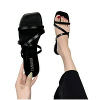 Ženske sandale Ljetni stanovi ležerni svestrani sandale na plaži Žene otvoreni nožni prst Black US 7.5