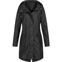 Plus veličina jakni kaputi za žene s dugim rukavima Čvrsta kišna jakna Vanjska kapuljača Vodootporna dugačka kaputa