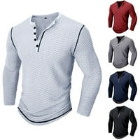 Muškarci casual solidna majica s dugim rukavima Henley majica Slim fit gumb pulover vrhovi bluza bijela xl